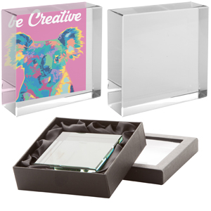 BLOCCO VETRO FERMACARTE INCISIONE 3D